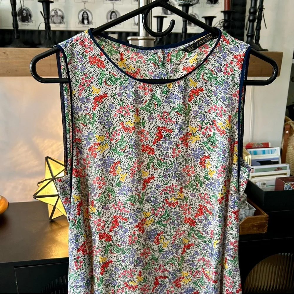 Zara Basic Floral Sleeveless Shift Dress - Picture 2 of 7
